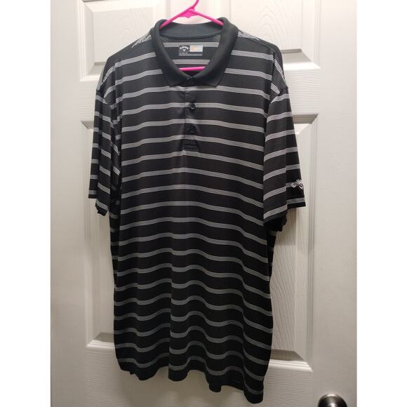 Callaway Men's Size XL Opti-Dri Black White Striped Moisture Wicking Golf Polo - Picture 1 of 7
